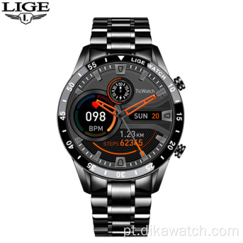 2021 Relógio inteligente multifuncional masculino com tela de toque completa e esportivo fitness relógio IP67 à prova d&#39;água Smartwatch Mens para Android ios completo